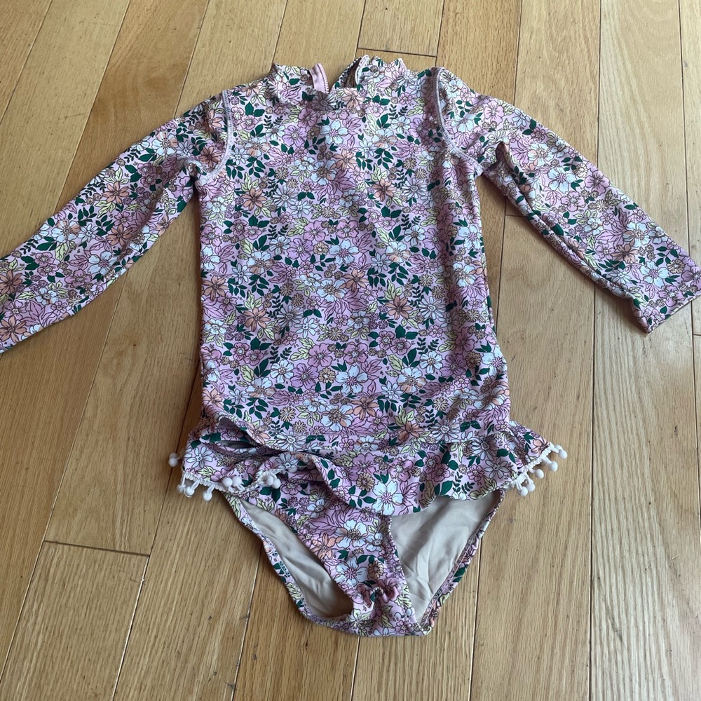 Pink Floral Kids Rashguard Set